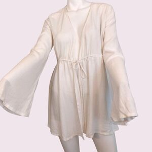Lovers + Friends White Linen Front Tie Dress